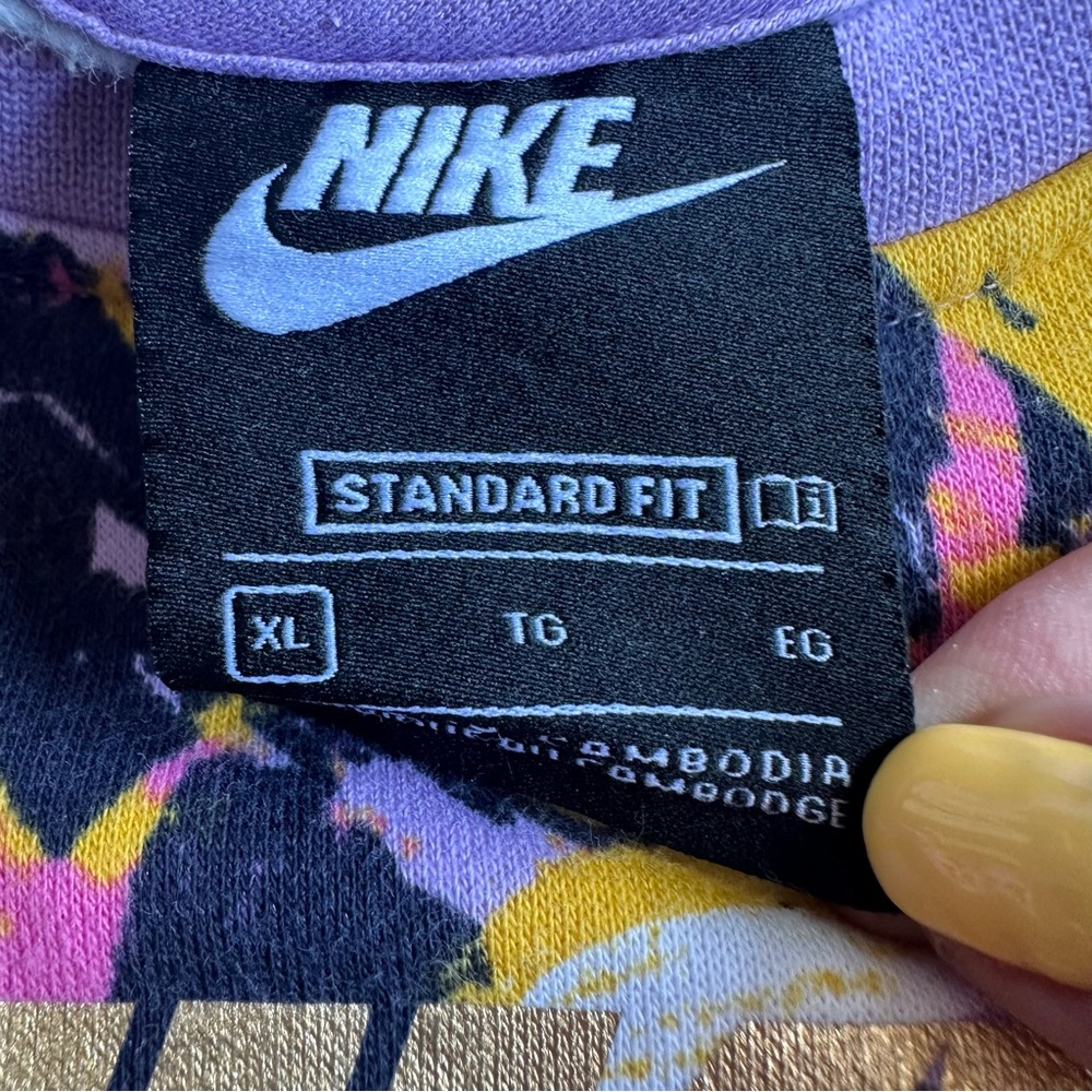 Nike Girls Summer Pink Purple Paint‎ Splatter Gold Swoosh Cropped Sweatshirt XL - Picture 4 of 5